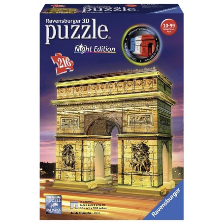 Puzzle 3D Ravensburger 'Edizione Notturna Arc de Triomphe da 216 pezzi - Ravensburger