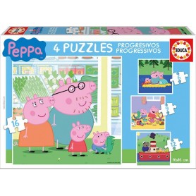 Puzzle Educa Peppa Pig Progressive 6 + 9 + 12 + 16 pezzi Puzzles Educa - 1