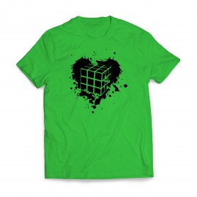 T-Shirt Uomo Con Cubo Magico, 100% Cotone, Nero, Taglia L, Stampa Diretta Digitale, Certificata GOTS