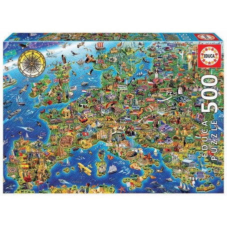 Puzzle Educa mappa europea di 500 pezzi - Puzzles Educa