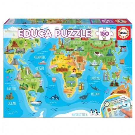 Puzzle Educa mappa del mondo dei monumenti di 150 pezzi - Puzzles Educa