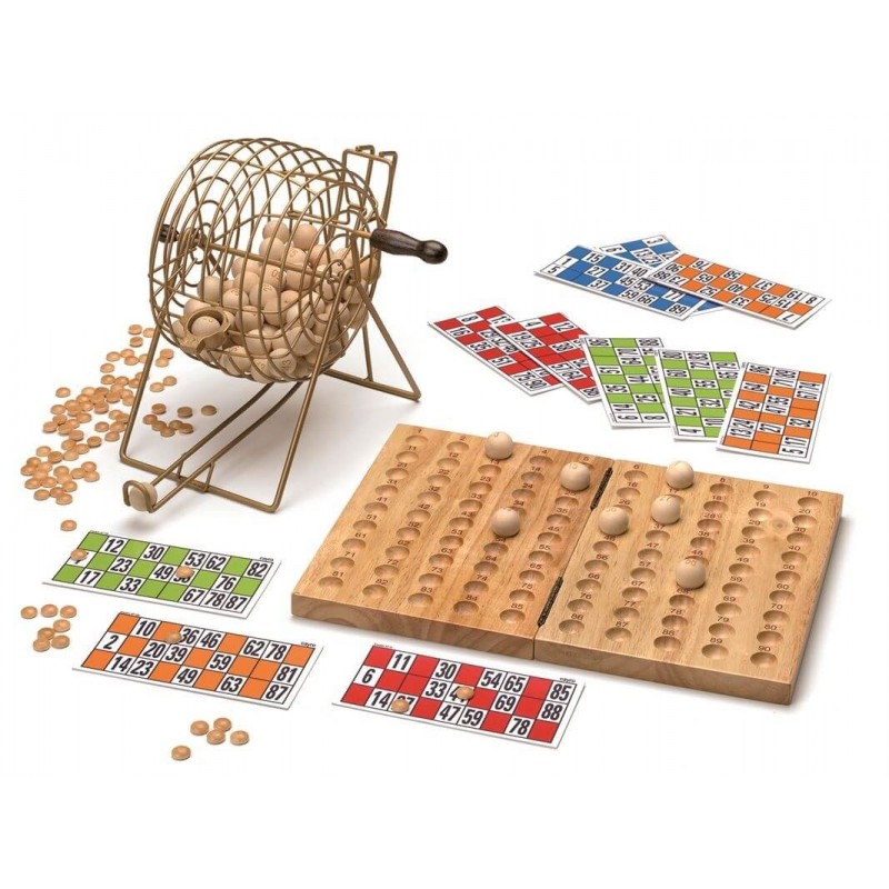 Gabbia Per Estrazione Palline Bingo - Set Completo Con Manico In Legno, Dorato, Per Feste In Famiglia, Scuola E Giochi Per Bambini