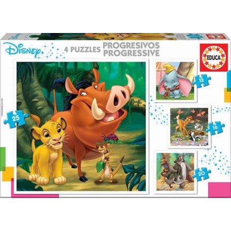 Puzzle Educa Animali Disney Progressivi 12+16+20+25 Pzs - Puzzles Educa