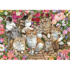 Puzzle Falcon gatti nei fiori di 1000 pezzi Falcon - 1