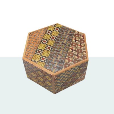 Yosegi Hexagon 6-Stage Japanese Box Oka Craft - 1
