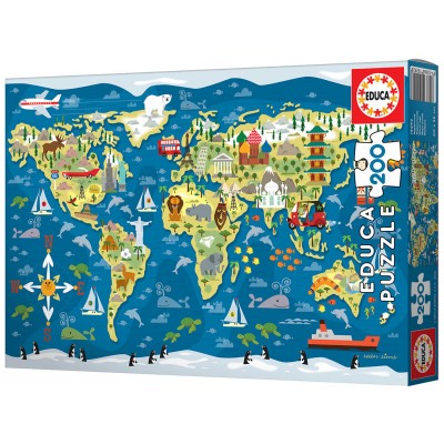 Puzzle Educa Sean Sims Mappa del mondo in 200 pezzi Puzzles Educa - 1