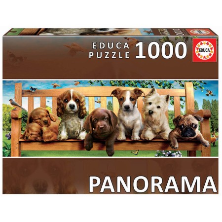 Puzzle Educa Cuccioli sulla panchina panoramica da 1000 pezzi Puzzles Educa - 1