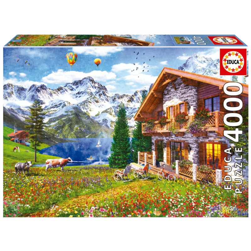 Puzzle Educa Casa nelle Alpi di 4000 pezzi 