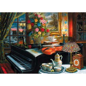 Puzzle Trefl Natura morta con violino pianoforte e fiori 2000 pezzi Puzzles Trefl - 1