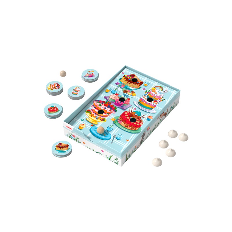 HABA Torta di Compleanno società Bambino-Un Gioco di Abilità e Soffio-4 Anni e più-307032, 307032, Colorato