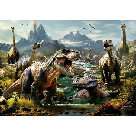 Educa - Puzzle 1000 pezzi Foresta Jurassic | Puzzle dinosauri | Misura 68x48 cm | Include colla Fix | Per adulti 14+ (19560