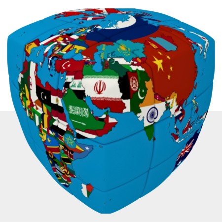 V-Cube 3x3 Mappa del Mondo Politico