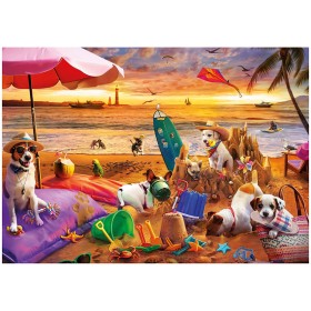 Puzzle Educa Cani che giocano in spiaggia – 1000 pezzi