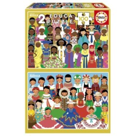 Puzzle Educa Bambine d'America e d'Africa da 2 x 100 Pezzi Puzzles Educa - 1
