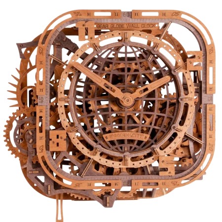 Orologio da Parete Globo di Ingranaggi - Puzzle 3D in Legno Wooden City Wooden City - 1