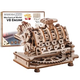 Motore V8 - Modellino Meccanico 3D in Legno Wooden City Wooden City - 1