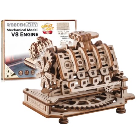 Motore V8 - Modellino Meccanico 3D in Legno Wooden City Wooden City - 1