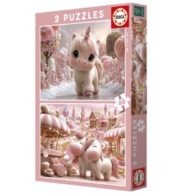 Puzzle Educa Unicorni dolci da 2 x 48 pezzi Puzzles Educa - 1