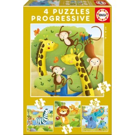 Puzzle Educa animali selvatici progressivi 12-16-20-25 pezzi Puzzles Educa - 1