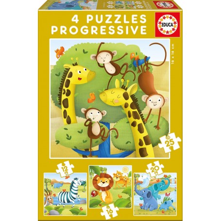 Puzzle Educa animali selvatici progressivi 12-16-20-25 pezzi - Puzzles Educa
