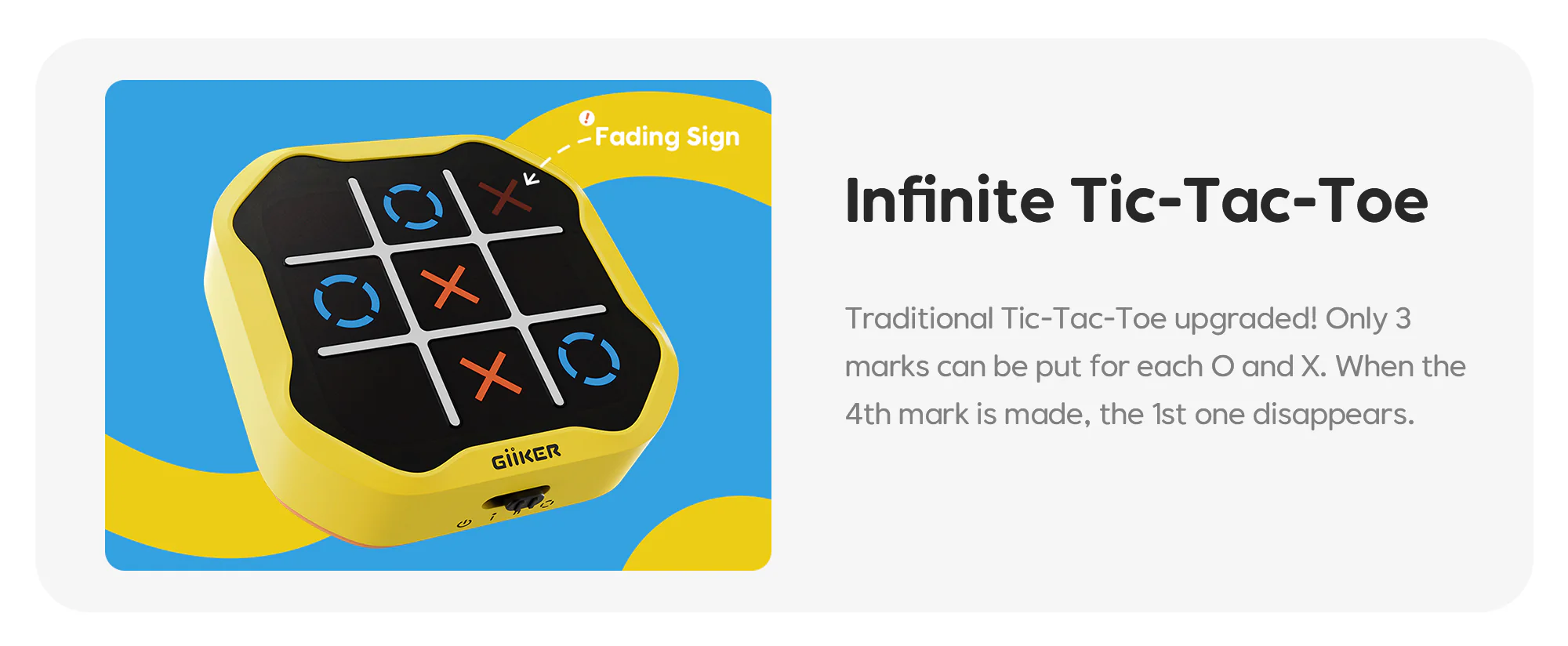 KIMIGO Tic Tac Toe, Gioco Tris Elettronico,Portatili Giochi Di Puzzle Smartconsole Portatile Per Puzzle 5 In 1 Regali Di Giochi Da Tavolo Per Bambini E Adulti Giallo